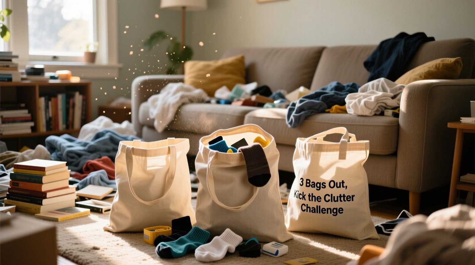 Day 1 3 bags out kick the clutter challenge the textile safe start.jpg