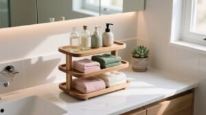 Declutter your bathroom counter space with a diy tiered organizer.jpg