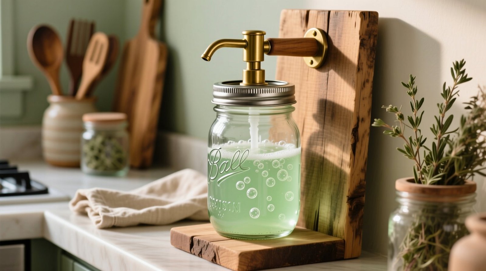 Diy mason jar soap dispenser non toxic microbe resistant surface safe.jpg
