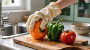 Do not use exfoliating bath gloves to clean fruits and vegetables.jpg