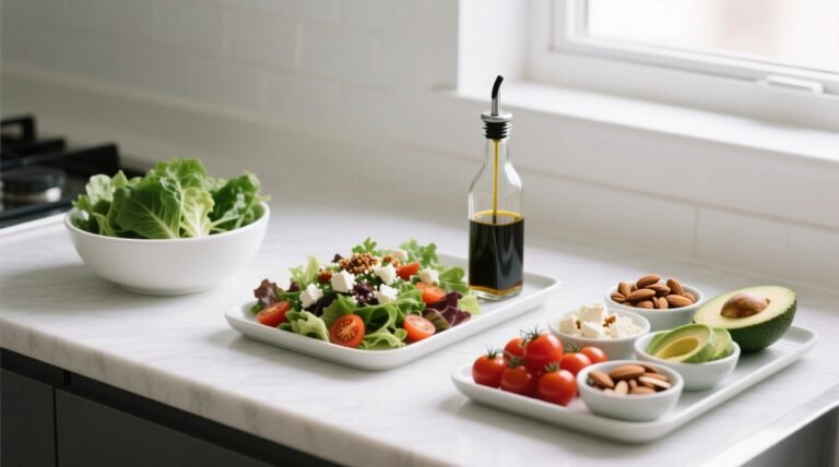 Dress salads in stages for even seasoning and topping distribution.jpg