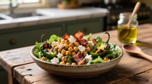 Easy chickpea salad make ahead bacon roasted chilies cotija.jpg