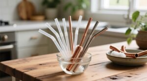 Eco friendly cleaning tips sanitize straws with copper vinegar.jpg