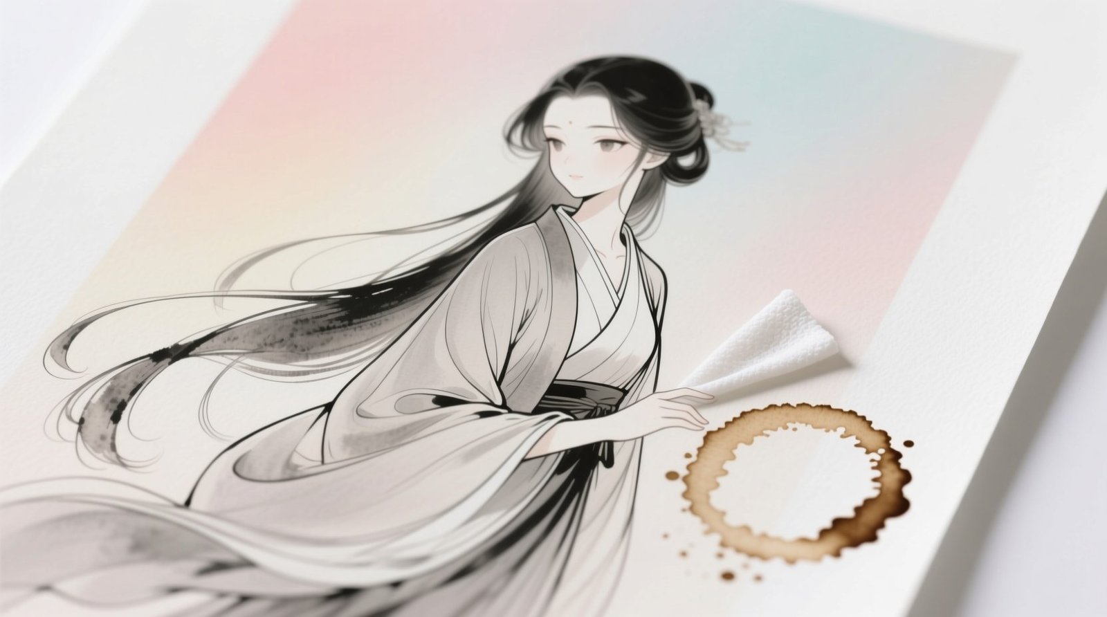 Eco friendly coffee ring removal for anime prints.jpg