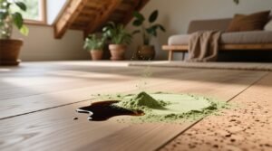 Eco friendly cork floor cleaning with barley grass powder.jpg