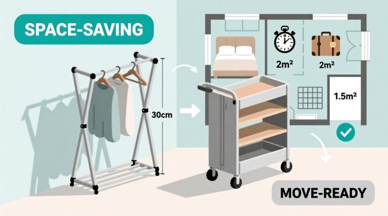Foldable rack vs rolling cart renters closet winner.jpg