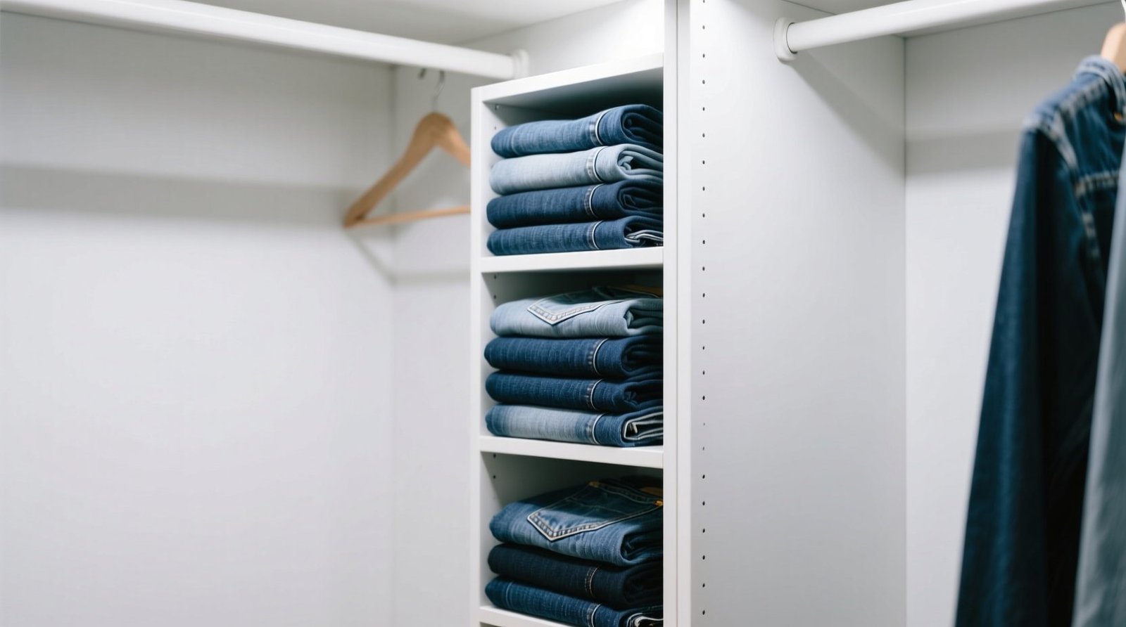 Folded jeans save more space in small closets.jpg