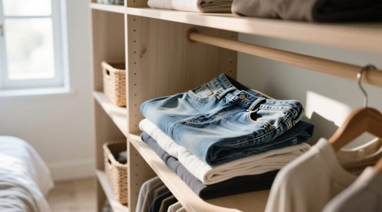 Folded jeans vs hanging jeans stop waistband stretching.jpg