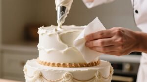 Frost a cake with a paper towel for a smooth professional finish.jpg