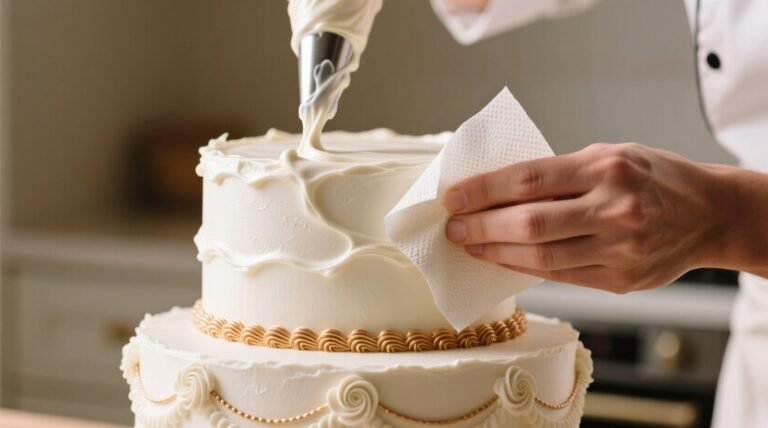 Frost a cake with a paper towel for a smooth professional finish.jpg