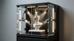 Gaming statue closet storage with led spotlights.jpg