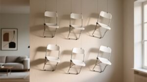 Hang folding chairs on your wall to provide temporary storage.jpg
