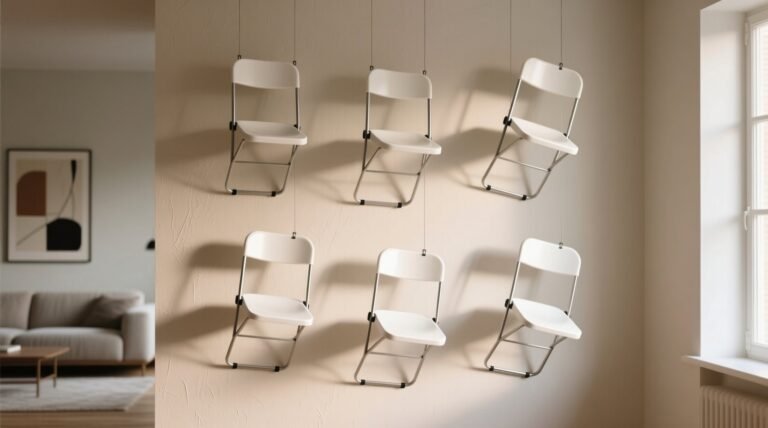Hang folding chairs on your wall to provide temporary storage.jpg
