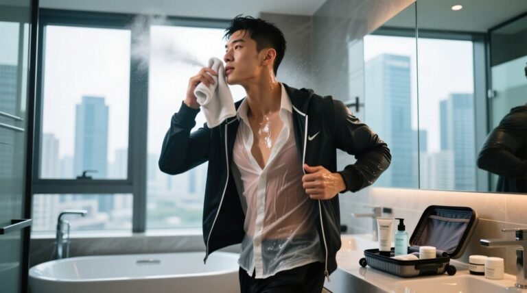 How to clean yourself up super fast after a sweaty work.jpg