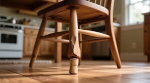 How to fix an uneven chair leg with a wine cork science backed.jpg