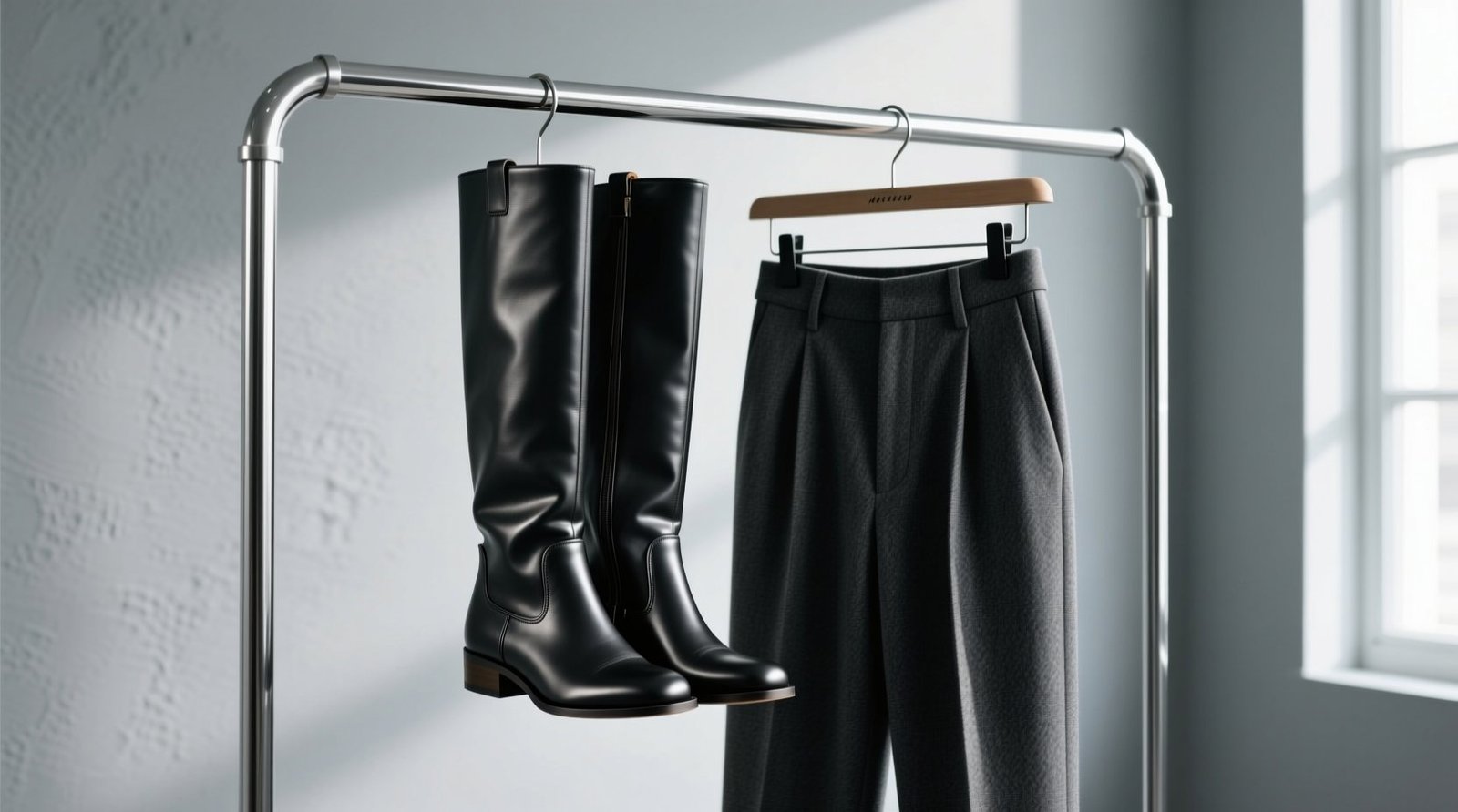 How to keep tall boots from flopping over with slacks hangers.jpg