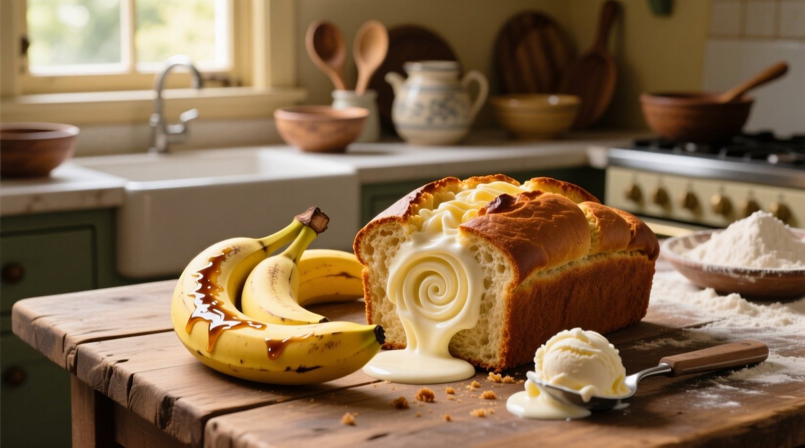 How to Make Tasty Sweet Bread with Ice Cream and Bananas (No Oven)