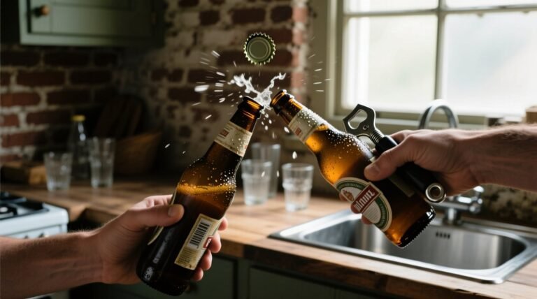 How to open a beer bottle with another beer bottle safe physics backed method.jpg