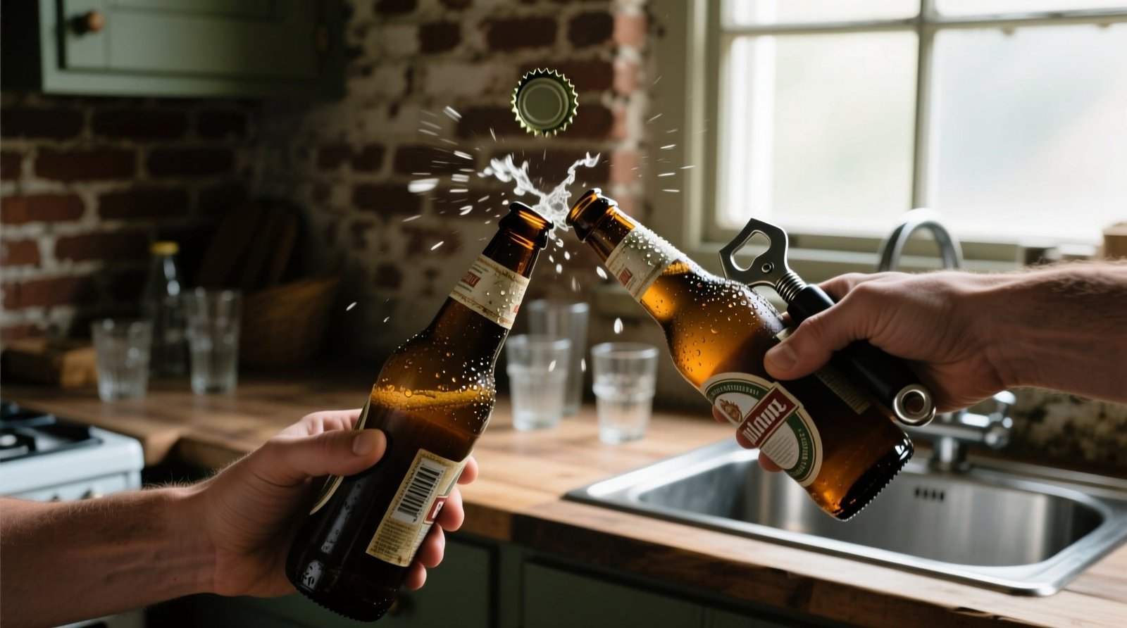 How to open a beer bottle with another beer bottle safe physics backed method.jpg
