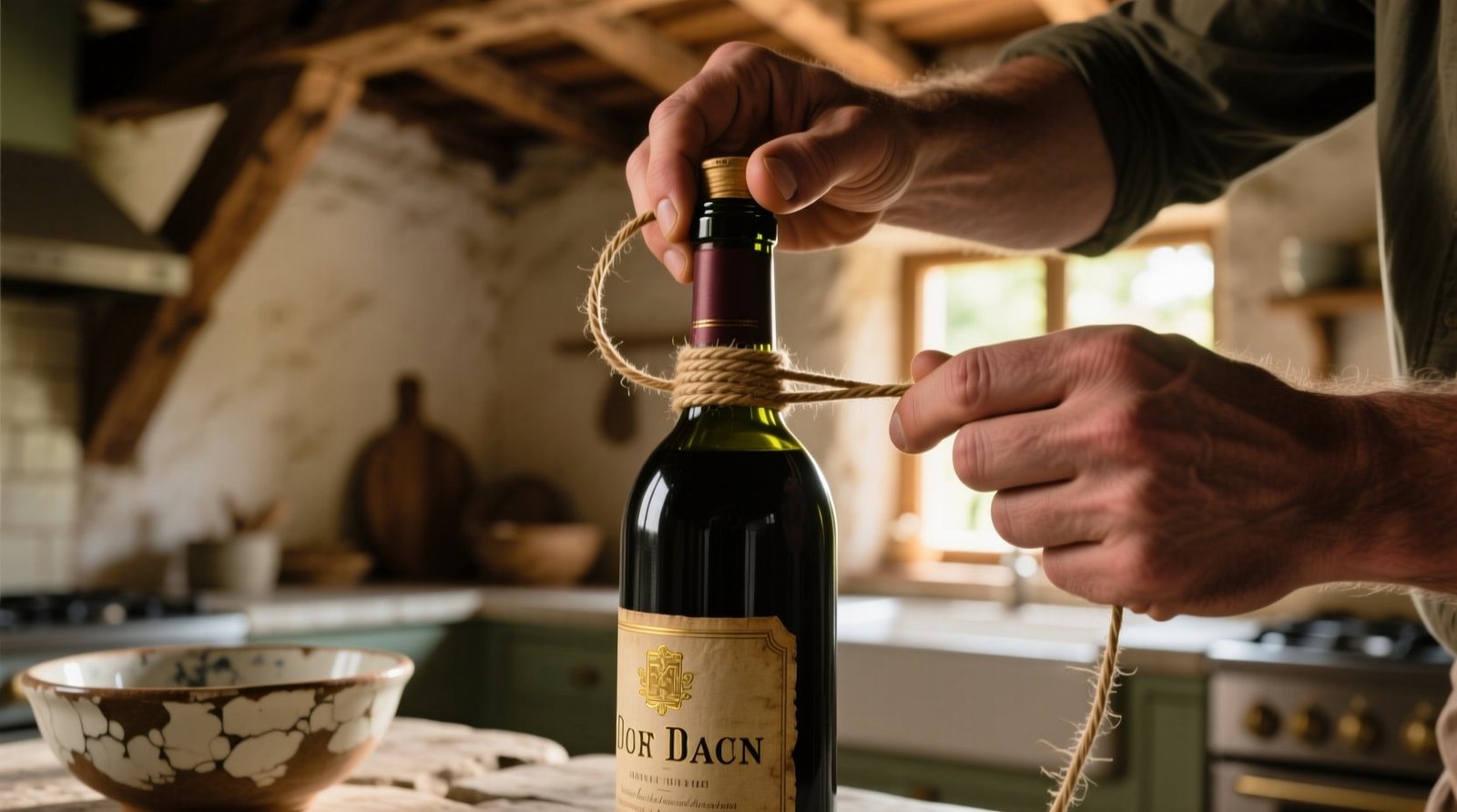 How to open a bottle of wine using just a piece of string.jpg