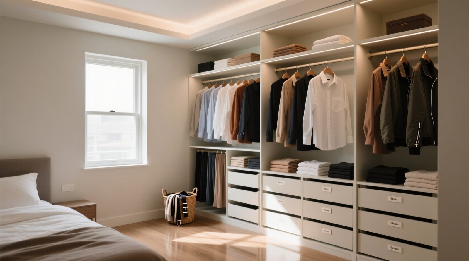 How to organize a walk in closet a textile safe space optimized system.jpg