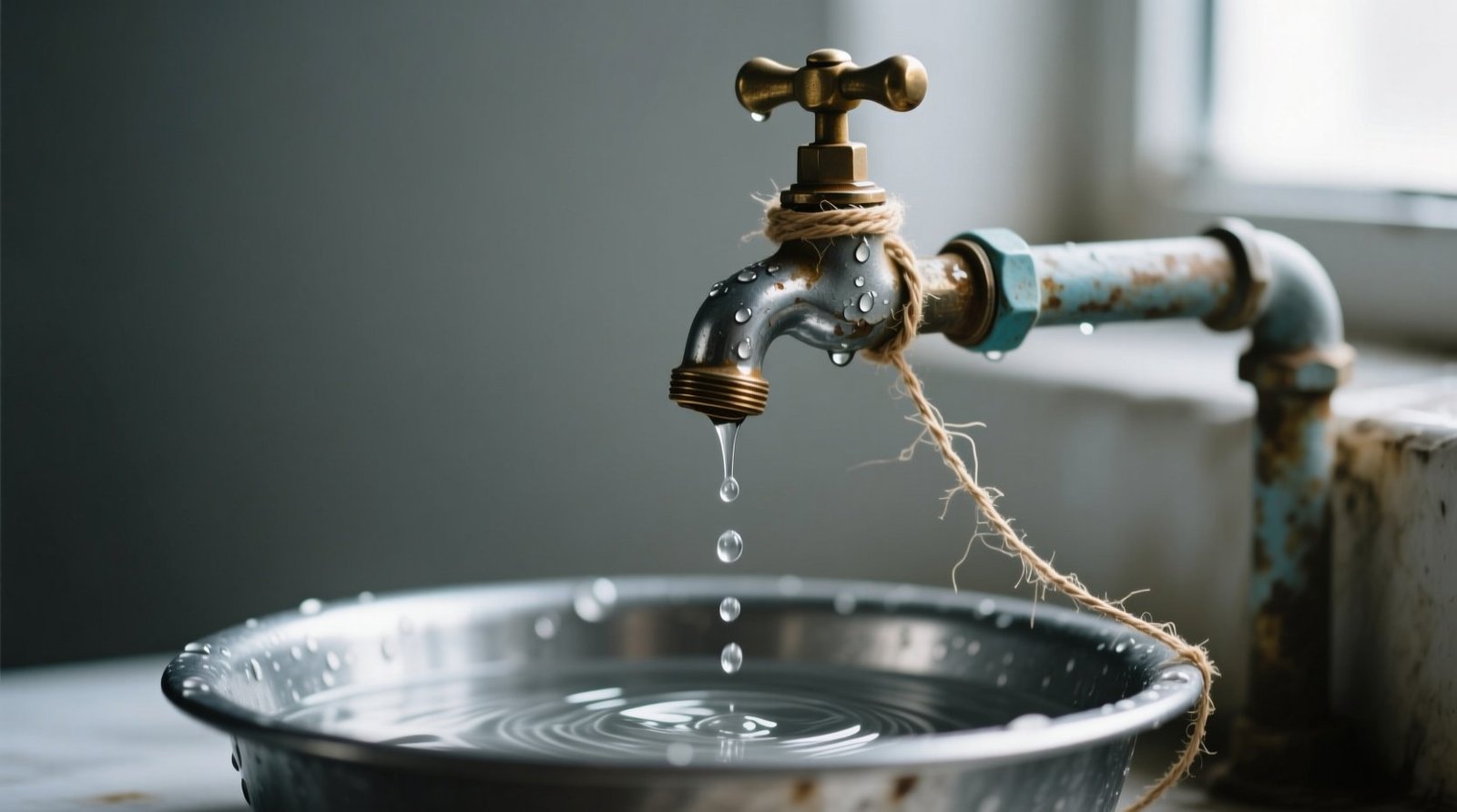 How to quiet a leaky faucet with string temporary fix.jpg