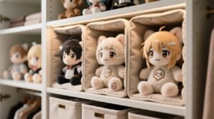 How to store anime plushies in closet cubbies.jpg