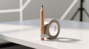 How to store small rolls of duct tape anywhere with a pencil.jpg