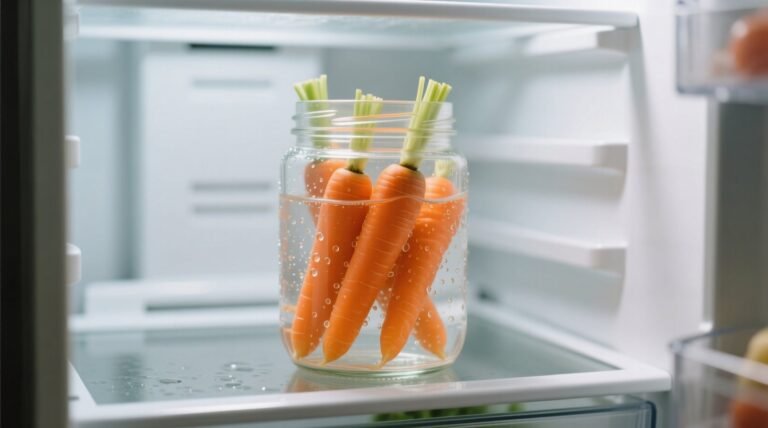 Keep baby carrots in water in the fridge for easy peel freshness.jpg