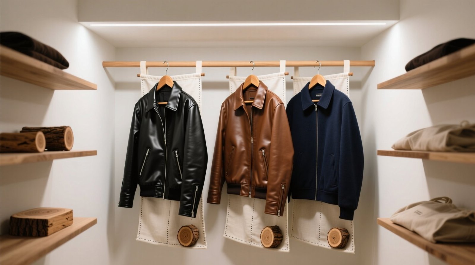 Leather jacket storage without plastic covers.jpg