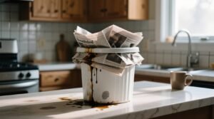 Line your trashcan with newspapers to absorb gross drip eco cleaning fact check.jpg