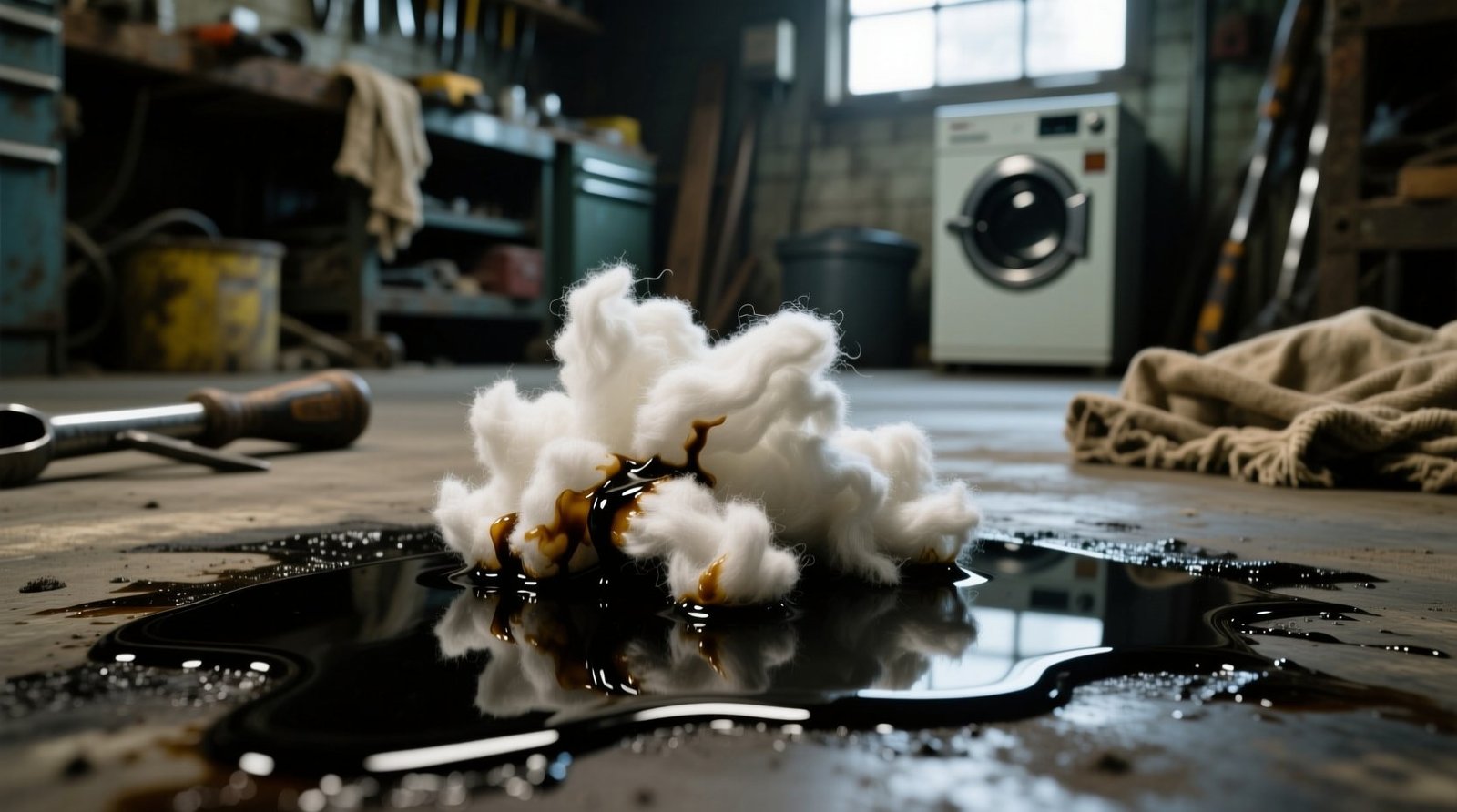 Macgyver tip clean up oil with dryer lint eco cleaning verified.jpg