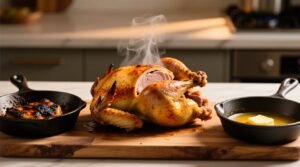 Make perfect roast chicken in less time with two cast iron skillets.jpg