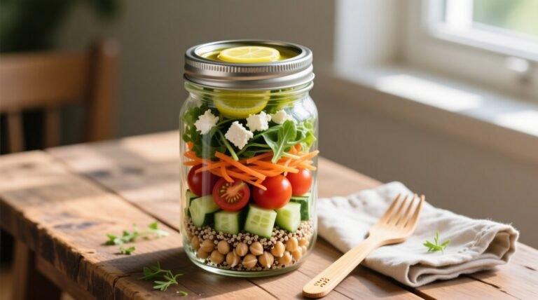 Make salad in a jar for an easy grab and go lunch that stays crisp 5 days.jpg