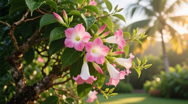 Mandevilla bush plant care guide for blooms container success.jpg