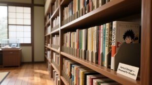 Manga closet organization prevent spine warping.jpg