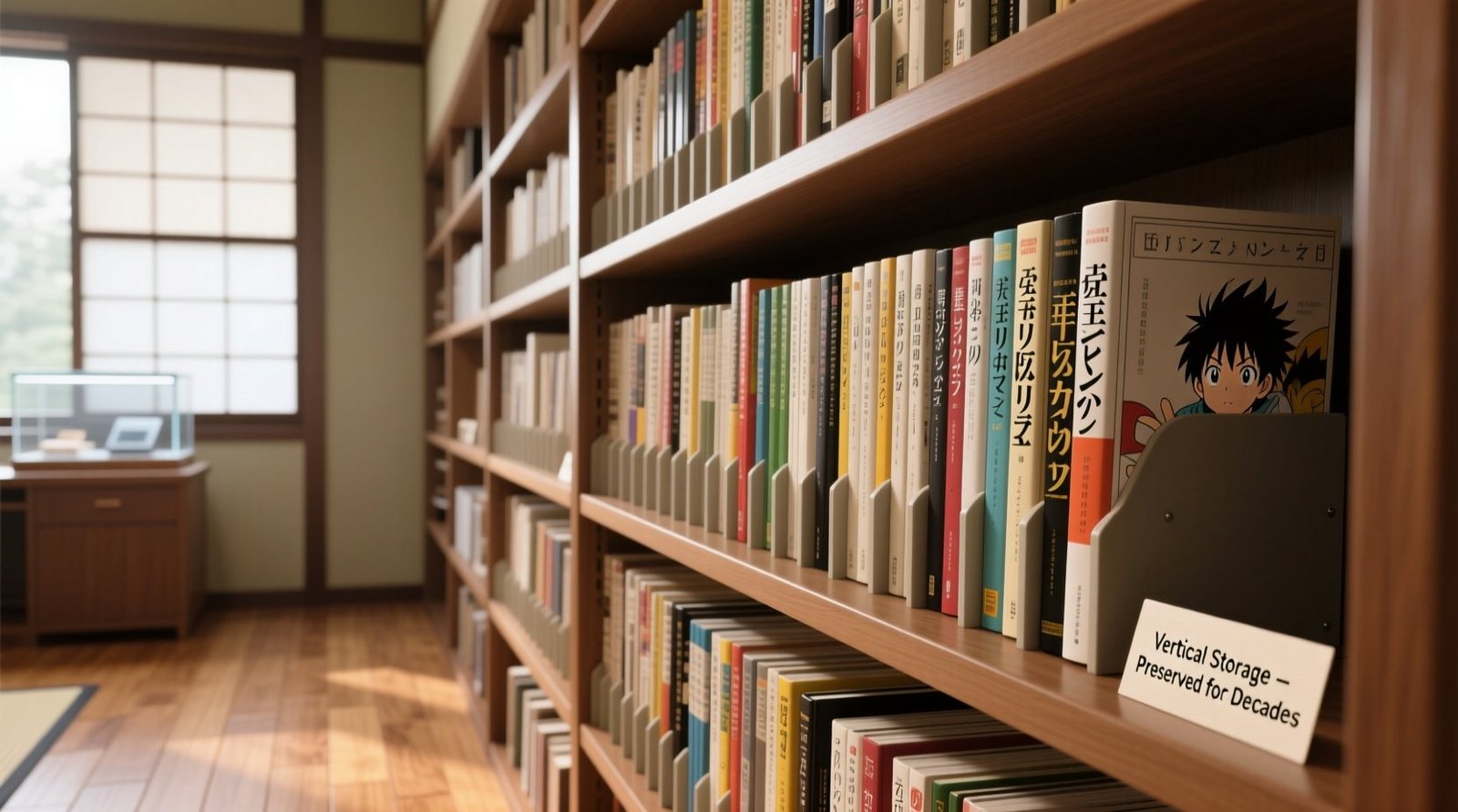 Manga closet organization prevent spine warping.jpg
