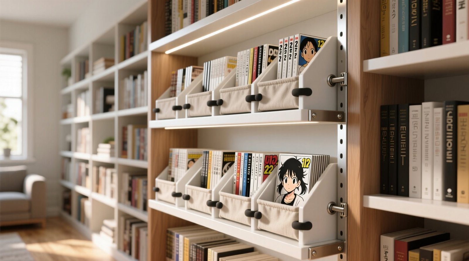 Manga storage vertical shelf system for collectibles.jpg