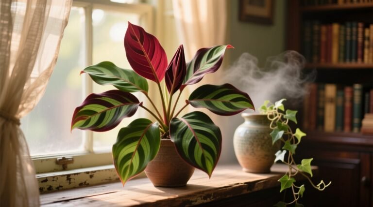 Maranta red prayer plant care light water humidity guide.jpg