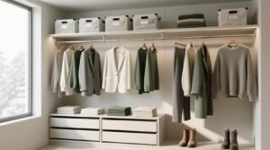 Minimalist closet organization under 30 items full seasonal range.jpg