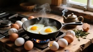 Poach eggs in a skillet and cook many together with tea science backed method.jpg