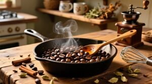 Roast coffee beans with an iron skillet a whisk and a stovetop.jpg