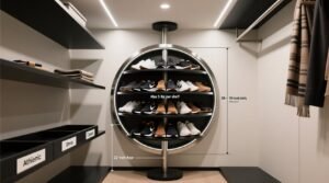 Rotating shoe carousel for narrow closets worth it.jpg