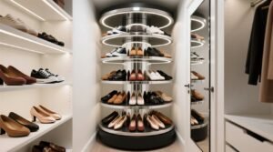 Rotating shoe carousel worth it narrow closet reality check.jpg