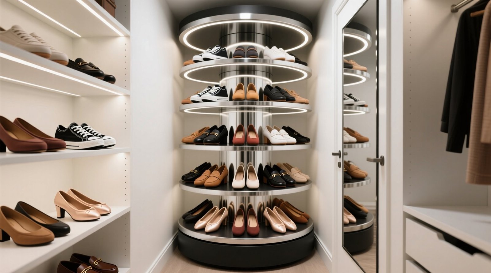 Rotating shoe carousel worth it narrow closet reality check.jpg