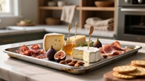 Serve cheese and charcuterie on rimmed baking sheets science backed hack.jpg