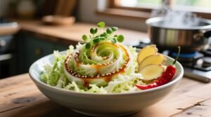 Shredded cabbage ginger vinaigrette science backed prep storage.jpg