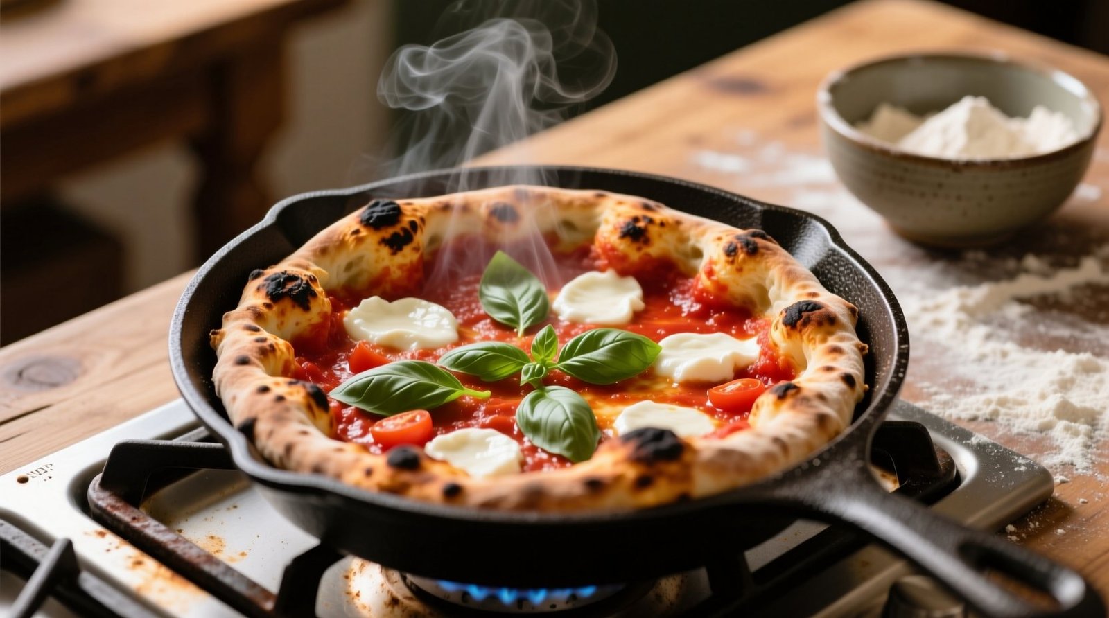 Skillet neapolitan pizza no kneading or oven recipe.jpg