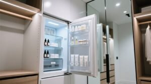 Skincare fridge in closet airflow safe organization.jpg