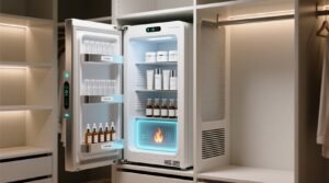 Skincare fridge in closet safe airflow integration.jpg